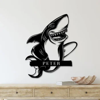 Custom Shark Sign Name, Shark Lover Gift, Shark Metal Sign, Family Name Sign, Last Name Sign, Personalized Sign Name, House Decor, Indoor Decor