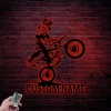 Custom Girl Motocross Biker Metal Sign Led Lights, Personalized Female Dirt Bike Name Sign Home Motorcycle Decor Rider Decoration Xmas