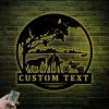 Custom Motocross Biker Cowgirl Couple Kiss Metal Sign Led Lights, Personalized Dirt Bike Name Sign Home Decor Motorcycle Horse Rider Xmas
