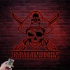 Custom Pirate Skull Metal Sign Led Lights, Personalized Pirate Ship Name Sign Home Decor Skeleton Piracy Decoration Birthday Housewarming