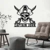 Custom Pirate Skull Metal Sign Led Lights, Personalized Pirate Ship Name Sign Home Decor Skeleton Piracy Decoration Birthday Housewarming