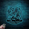 Custom Skeleton Marlin Fishing Metal Sign Led Lights, Personalized Skull Fisher Name Sign Home Decor Skeleton Fishing Hook Decoration