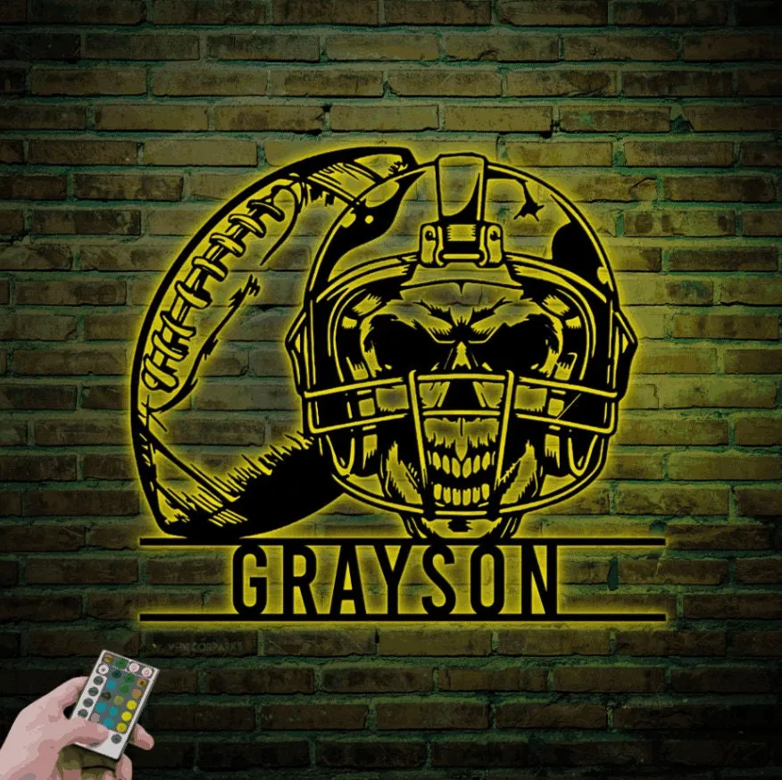 il_fullxfull.5272312546_nsao-1.webp Custom Skull American Football Metal Sign Led Lights, Personalized Skull Football Player Name Sign Home Decor Nursery Decoration Birthday