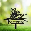 Personalized Squirrel Metal Stake, Garden Stake Sign, Squirrel Sign With Stake, Custom Garden Wall Art, Squirrel Decor, Squirrel Gift, Pet Loss