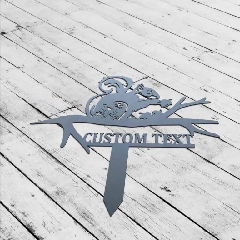 Personalized Squirrel Metal Stake, Garden Stake Sign, Squirrel Sign With Stake, Custom Garden Wall Art, Squirrel Decor, Squirrel Gift, Pet Loss