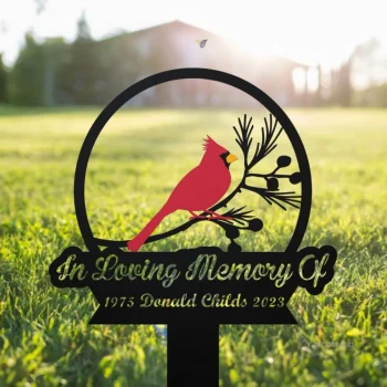 Personalized Memorial Stake Metal, Cardinal Garden Stakes, Cardinals Appear, Loss Of Loved One, Grave Marker Outdoor Sign, Dad Loss, Home Decor