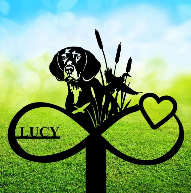 Custom Garden Stake With Heart And German Shorthaired Pointer, Pet Memorial, Infinity Heart, Gift For Dog Lovers, Sympathy Stake, Garden Decor