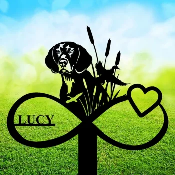 Custom Garden Stake With Heart And German Shorthaired Pointer, Pet Memorial, Infinity Heart, Gift For Dog Lovers, Sympathy Stake, Garden Decor