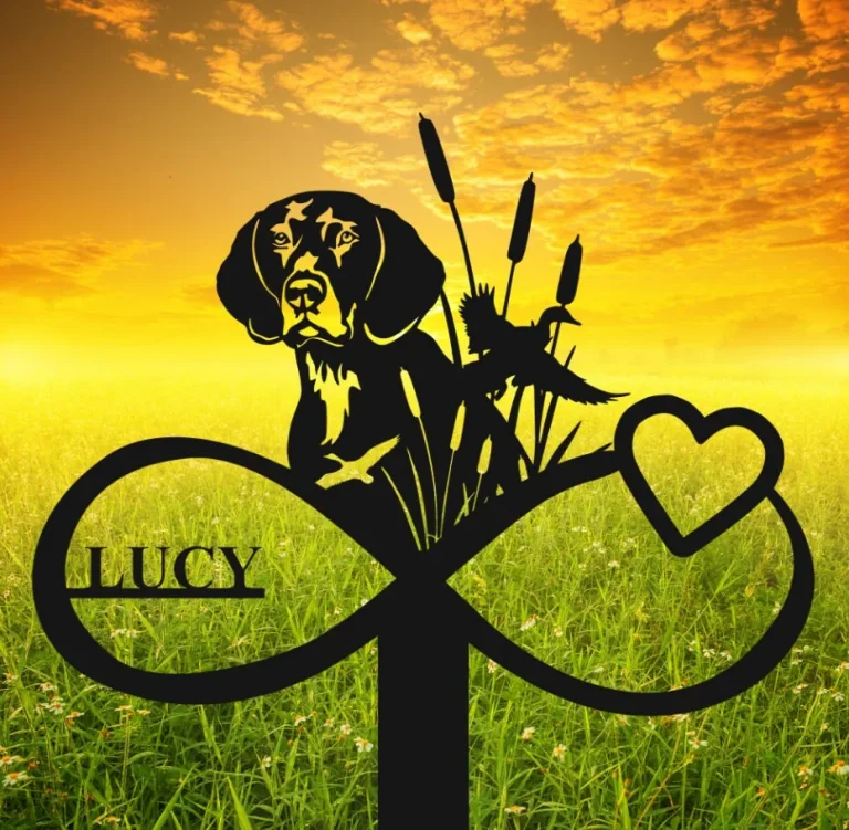 Custom Garden Stake With Heart And German Shorthaired Pointer, Pet Memorial, Infinity Heart, Gift For Dog Lovers, Sympathy Stake, Garden Decor