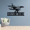 Custom Airplane Metal Wall Art Led Light Personalized Pilot Name Sign Home Decor Aircraft Hangar Decoration Airforce Housewarming Xmas Gifts