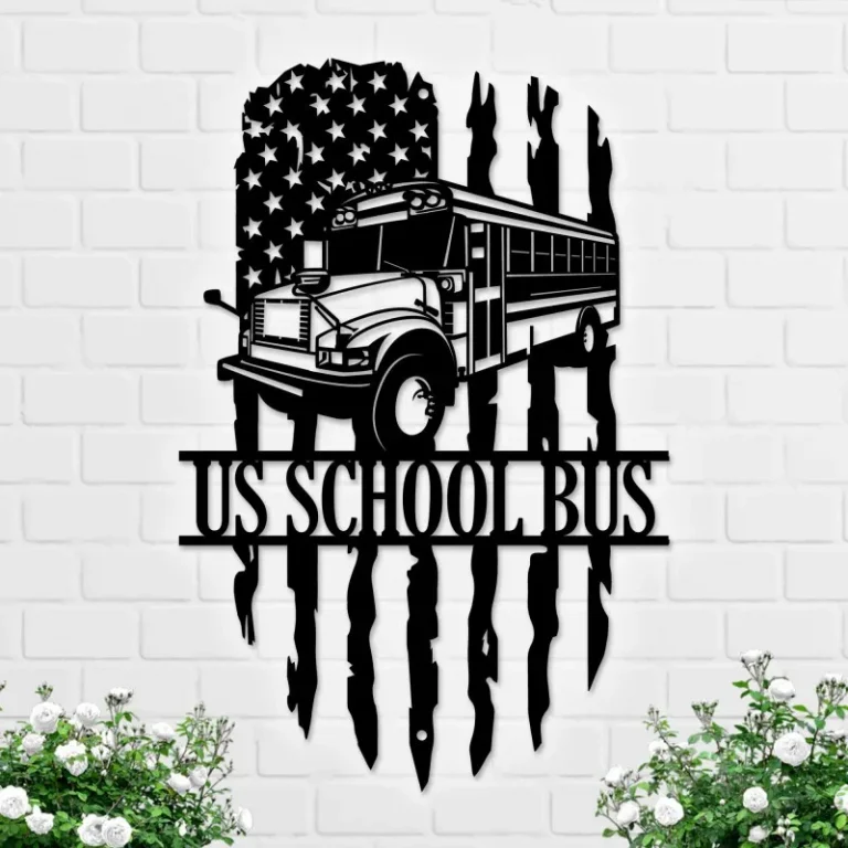 Custom Us School Bus Metal Wall Art, Personalized Bus Driver Name Sign, Home Decor, Back To School Decor Birthday Christmas Gift, School Bus