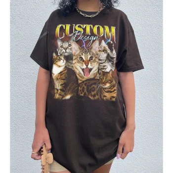 Custom Pet Photo, Pet Custom Vintage Washed Shirt, Custom Cat Vintage T-shirt, Dog Bootleg Retro 90s Tee, Pet Photo Memorial Shirt