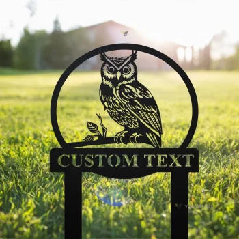 Personalized Owl Garden Sign, Outdoor Owl Lawn Garden Decor, Custom Owl Garden Sign, Owl Garden Stake, Garden Gift, Owl Address Sign For Yard