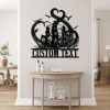 Custom Ship Octopus Tentacles Metal Wall Art Personalized Kraken Octopus Name Sign Led Light Home Decor Ocean Sea Monster Decoration Gif