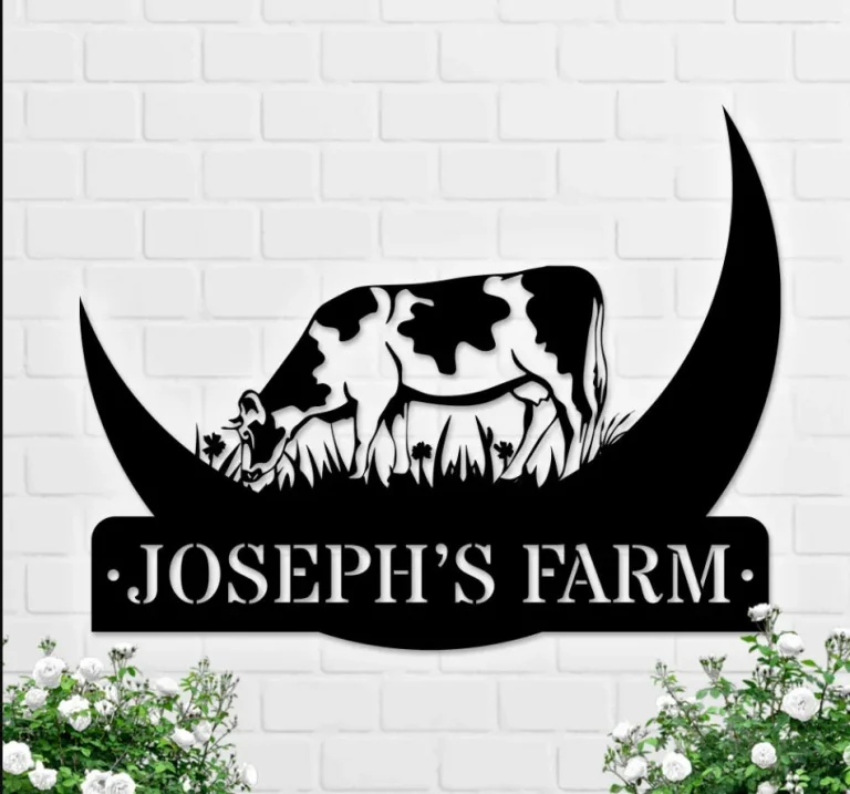 Custom Cow Sign Name, Cow Wall Art, Personalized Cow Metal Sign, Cow Farmhouse Decor Cow Farm Decor, Cow Farm Sign, Ranch Decor, Outdoor Decor