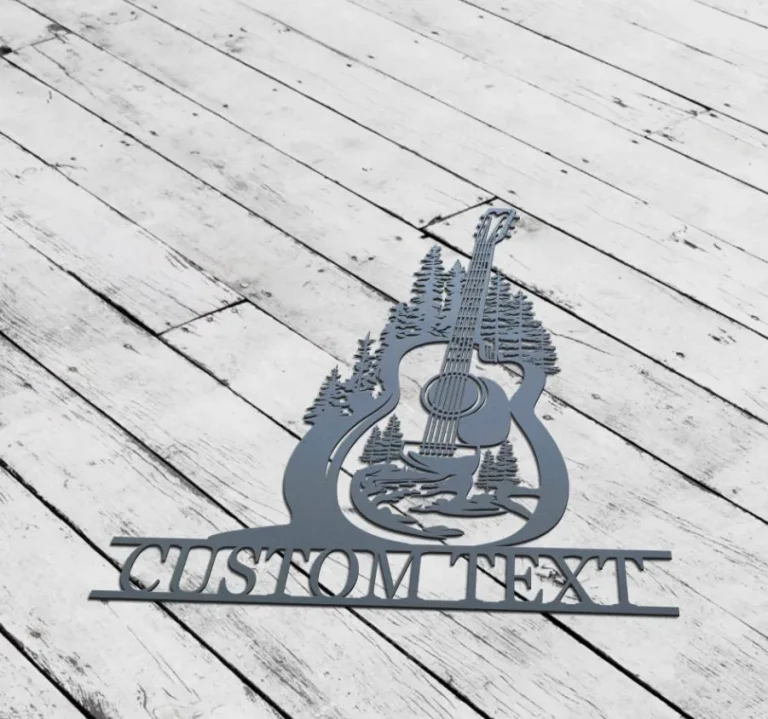 Custom Guitar Metal Sign , Guitar Signs, Guitar Studio Name Wall Decor, Guitar Wall Hanging For Decoration, Guitar Decor, Music Room Decor