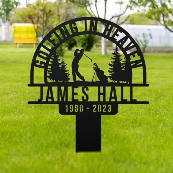 Personalized Golf Memorial Stake, Golfer Name Metal Stake, Golfing In Heaven, Sympathy Sign, Grave Marker, Golfer Loss, Dad Loss