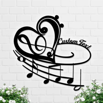 Custom Music Notes And Heart Metal Wall Art, Music Studio Name Sign, Gift For Musician, Music Teacher Gift, Music Room Decor Music Lover Gift