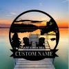 Personalized Lake House Metal Sign, Custom Lake House Name Sign, Camping Metal Sign, Forest Lake Sign, Lake House Decor, Front Porch Decor