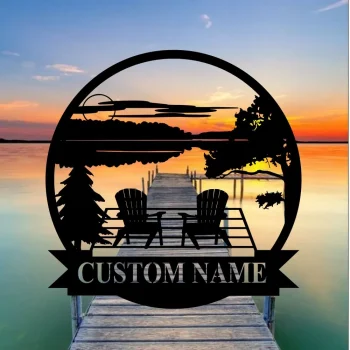 Personalized Lake House Metal Sign, Custom Lake House Name Sign, Camping Metal Sign, Forest Lake Sign, Lake House Decor, Front Porch Decor