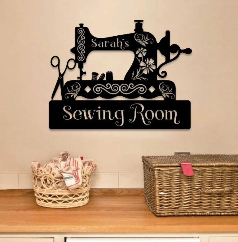 Personalized Sewing Machine Metal Sign, Custom Sewing Room Metal Wall Art, Wall Decor, Wedding, Anniversary Gift For Her, Mother, Grandma