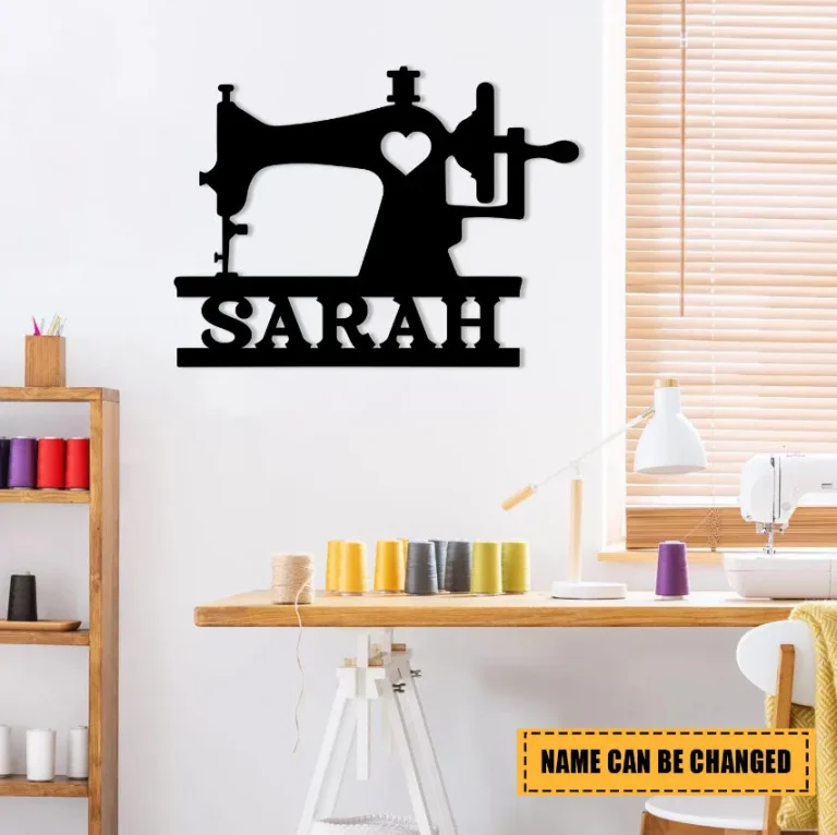 Personalized Sewing Machine Sign, Custom Sewing Room Sign, Sewing Metal Wall Art, Sewing Room Wall Decor, Sewer Quilter Gift, Quilting Sign