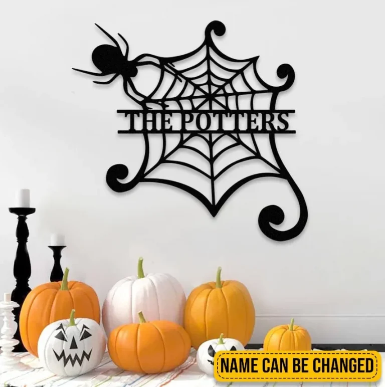 Custom Spider Web Metal Sign, Horror Halloween Steel Wall Hanging, Spiderweb Web Sign, Custom Text Room Sign, Halloween Decor, Halloween Gift