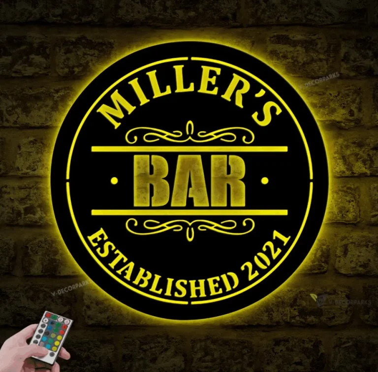 Personalized Bar Metal Wall Sign With Led Lights, Bar Metal Sign Multi Colors, Custom Bar Sign, Bar Decor, Custom Pub Sign, Man Cave Decor