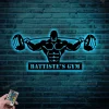 Personalized Name Gym Metal Sign With Led Lights, Powerlifting Sport Metal Wall Art, Custom Gym Name Signs, Cross Fit Sign, Fitness Home Decor