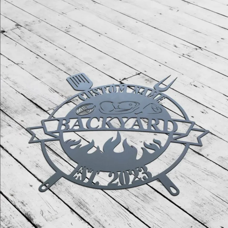 Personalized Metal Bbq Sign, Metal Grill Sign, Grilling Gift For Dad, Bbq Grill Sign, Outdoor Kitchen Decor, Custom Name Barbecue, Backyard Sign