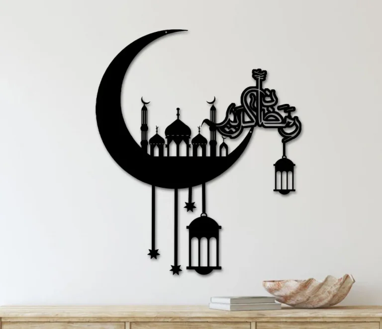 Ramadan Mubarak Moon Metal Wall Art, Ramadan Mubarak Moon Sign Crescent Ramadan Kareem Decoration, Housewarming, Home Decor Islamic Calendar