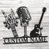 Personalized Rock On Guitar Metal Wall Art, Custom Rock On Guitar, Rock Roll Skeleton Hand, Guitar Gift, Guitar Lover Gift, Guitar Dad, Gift