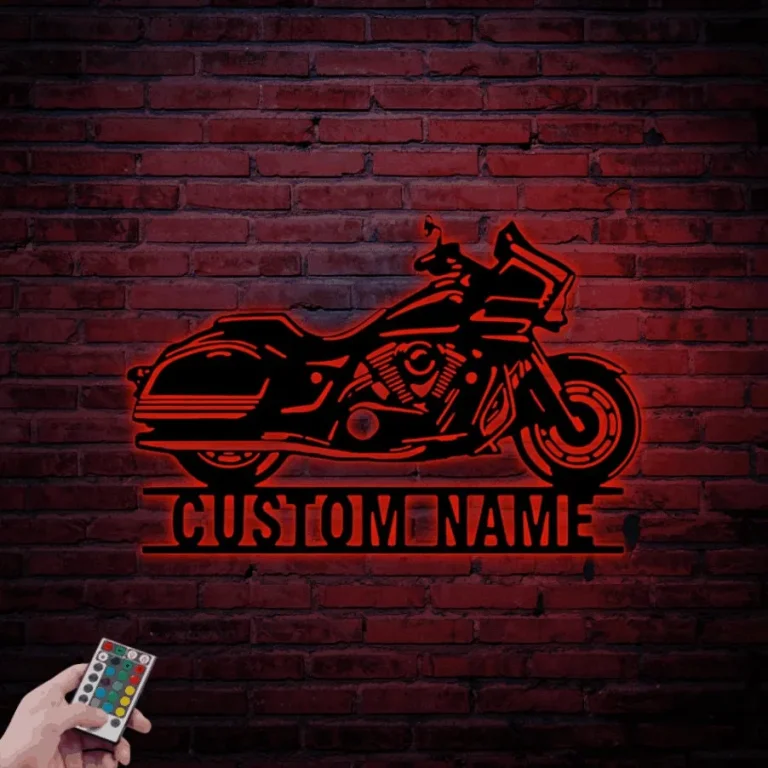 Custom Motorcycle Garage Metal Sign With Led Lights, Motorcycle Metal Wall Art Motorcycle Gift For Men, Garage Sign, Custom Neon Sign