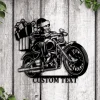 Custom Motorcycle Santa Metal Sign With Led Lights, Christmas Santa Wall Art Christmas Scene Metal Sign Home Decor Xmas Christmas Gift