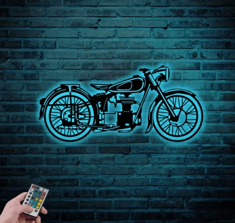 Custom Motorcycle Garage Metal Sign With Led Lights, Motorcycle Metal Wall Art Motorcycle Gift For Men, Garage Sign, Custom Neon Sign