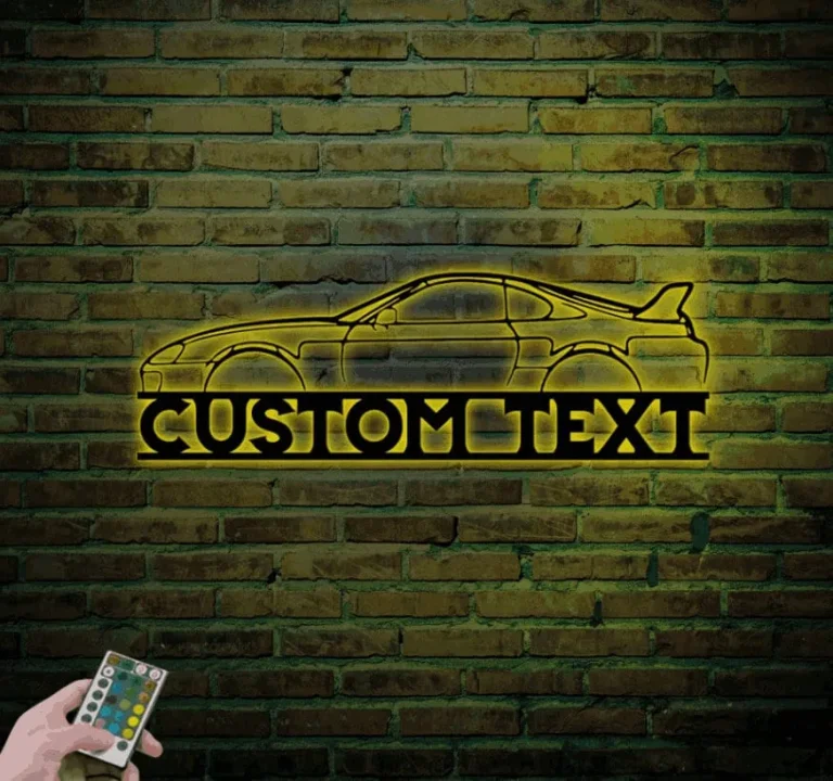 Custom Car Silhouette Metal Wall Art With Led Lights, Car Garage Wall Decor, Man Cave Sign, Metal Wall Art, Car Gift For Him, Gift For Car Lovers