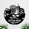 Custom Movie And Popcorn Metal Wall Art Led Light Personalized Cinema Film Movie Name Sign Home Decor Man Cave Decoration Birthday Xmas Gift