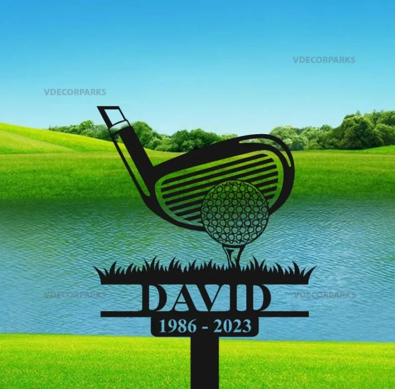 Personalized Golf Memorial Stake, Metal Stake With Solar Light, Golfing In Heaven, Father's Day, Grave Marker, Golfer Loss, Dad Loss