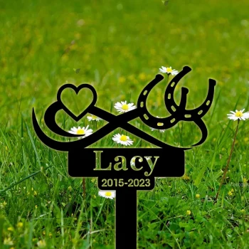 Custom Infinity Horse Memorial Stake, Metal Horse Garden Stake, Personalized Horse Name Yard Stake, Metal Horse Grave Marker, Remembrance Stake