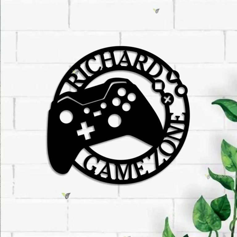 Custom Metal Gaming Sign, Game Controller Metal Wall Art, Game Room Decor, Gamer Name Sign, Gaming Gift, Dad Gift, Gift For Son, Video Game Art