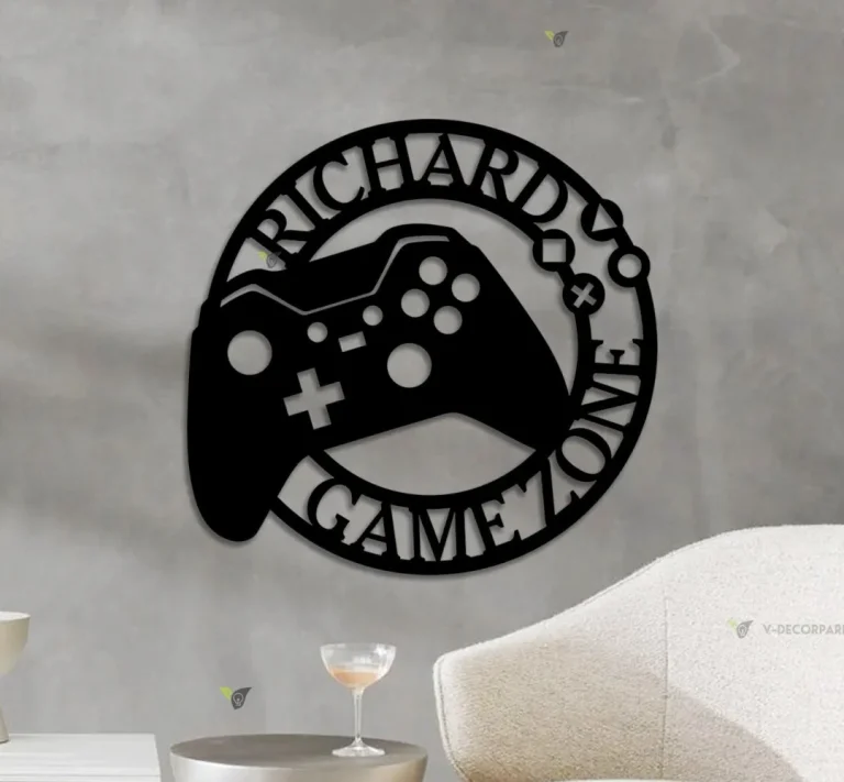 Custom Metal Gaming Sign, Game Controller Metal Wall Art, Game Room Decor, Gamer Name Sign, Gaming Gift, Dad Gift, Gift For Son, Video Game Art