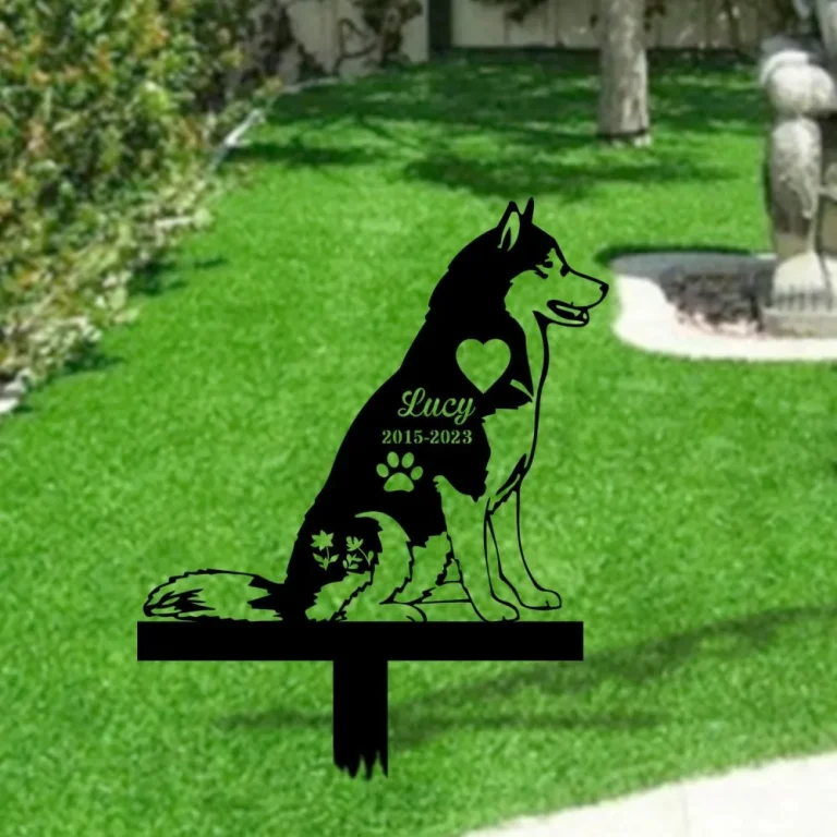 Personalized Siberian Husky Memorial Stake, Siberian Huskies, Remembrance Stake, Garden Decor, Metal Stake, Sympathy Sign, Pet Grave Marker