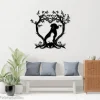 Cat And Dog Decor, Cat, Dog And Heart Trees Metal Sign, Cat, Dog Pet Silhouette Metal Sign, Pet Lovers Living Room Metal Sign, Metal Wall Art