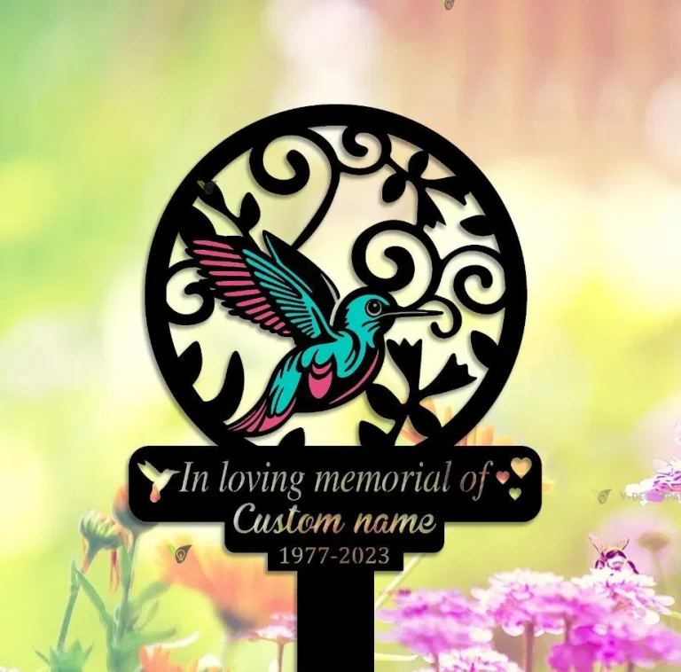 Personalized Memorial Stake Metal, Hummingbird Garden Stakes, Those We Love Don't Go Away, Loss Of Grandma, Mothers Day Grave Marker Outdoor