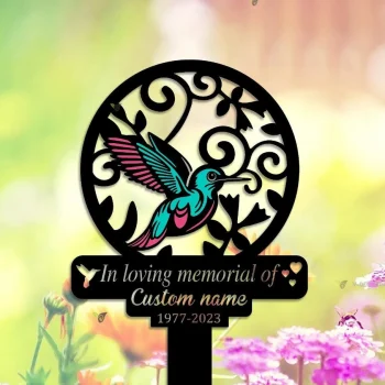 Personalized Memorial Stake Metal, Hummingbird Garden Stakes, Those We Love Don't Go Away, Loss Of Grandma, Mothers Day Grave Marker Outdoor