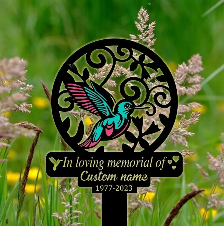 Personalized Memorial Stake Metal, Hummingbird Garden Stakes, Those We Love Don't Go Away, Loss Of Grandma, Mothers Day Grave Marker Outdoor