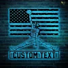 Personalized Football Us Flag Led Metal Wall Art Sign, American Flag Football Metal Name Sign, Personalized Player Name Sign Home Decor