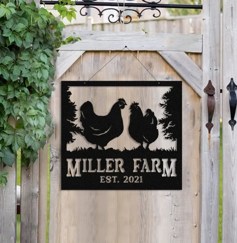 Personalized Metal Farm Sign Hen Chicken Monogram, Custom Outdoor Farmhouse, Hen House Sign, Personalized Chicken Farm Metal Sign