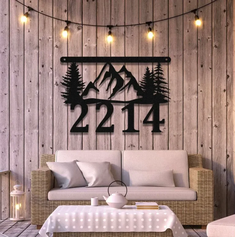 Personalized Address Cabin Metal Sign Monogram, Custom Outdoor House, Address Metal Sign, Lake House, Home Decor