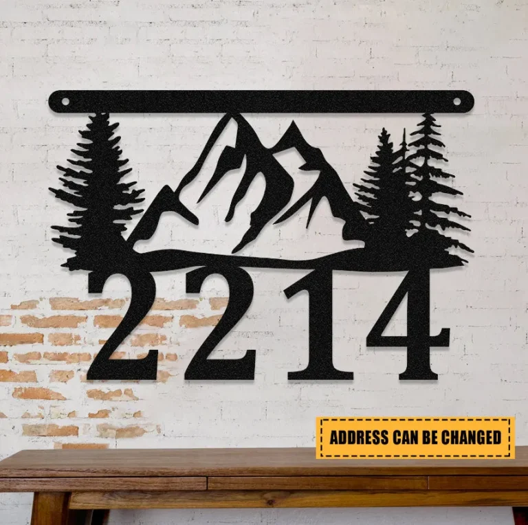 Personalized Address Cabin Metal Sign Monogram, Custom Outdoor House, Address Metal Sign, Lake House, Home Decor